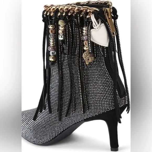 Kurt Geiger Fringe Crystal-Embellished Pointed Toe Women’s Boots Size 37 - Picture 3 of 5